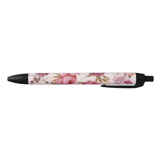 Blush Roze en rode Waterverf Florenz Rozen Zwarte Inkt Pen (Bodem)
