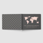 Blush roze en rokergrijs | Wereldkaart bruiloft Gastenboek (Volledig)