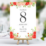 Blush roze en rood bloemenelegante bruiloft kaart<br><div class="desc">Verbeter uw huwelijksreceptie met deze elegante tafelnummers. Met een waterverf ontwerp van delicate blush roze en levendige rode bloemen,  deze tafelnummers voegen een vleugje romance en warmte toe aan uw tafelinstellingen. Personaliseer met uw tafelnummers voor een samenhangende en betoverende look op uw speciale dag.</div>