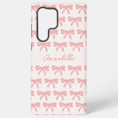 Blush roze en rood gestreepte strips coquette samsung galaxy hoesje (Achterkant)