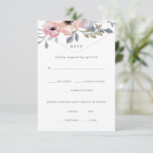 Blush Roze en Roos Geometrische Bloem | Keuze Menu (Staand voorkant)