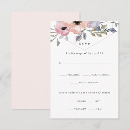 Blush Roze en Roos Geometrische Bloem | Keuze Menu (Voorkant / Achterkant)