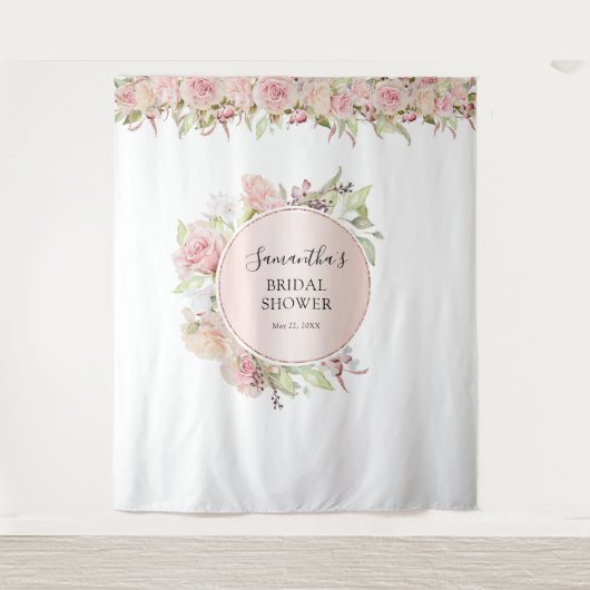 Blush roze en Roos Gold Event Photo Backdrop Wandkleed (Voorkant)