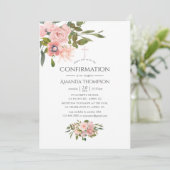 Blush roze en Roos Gold Floral bevestiging Kaart (Staand voorkant)