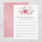 Blush Roze en Roos Gold Floral Bridal Advice Advieskaart (Voorkant / Achterkant)