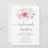 Blush roze en Roos Gold Floral Bridesmaids Luncheo Kaart (Voorkant)