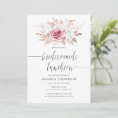 Blush roze en Roos Gold Floral Bridesmaids Luncheo Kaart (Staand voorkant)