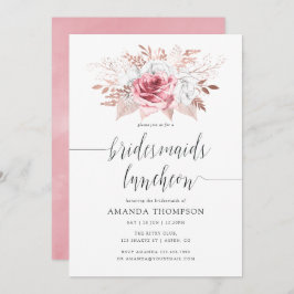 Blush roze en Roos Gold Floral Bridesmaids Luncheo Kaart