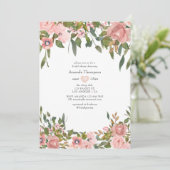 Blush Roze en Roos Gold Floral Vrijgezellenfeest Kaart (Staand voorkant)