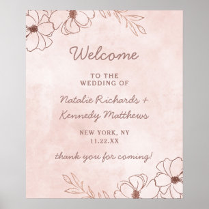 Blush roze en Roos Gold Foil Weddenschap Welkomstt Poster