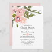 Blush roze en Roos Gold Virtual Shower Kaart (Voorkant / Achterkant)