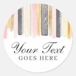 Blush roze en Roos Gold Waterverf Verf lijnen Ronde Sticker