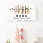 Blush roze en Roos Gold Waterverf Verf lijnen Spandoek (Insitu)