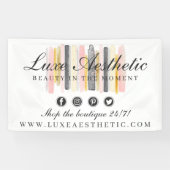 Blush roze en Roos Gold Waterverf Verf lijnen Spandoek (Horizontaal)