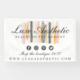 Blush roze en Roos Gold Waterverf Verf lijnen Spandoek