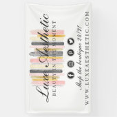 Blush roze en Roos Gold Waterverf Verf lijnen Spandoek (Verticaal)