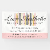 Blush roze en Roos Gold Waterverf Verf lijnen Spandoek (Horizontaal)