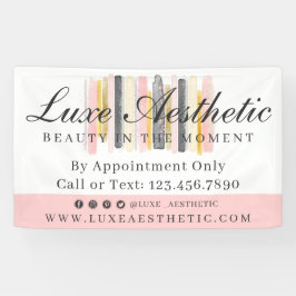 Blush roze en Roos Gold Waterverf Verf lijnen Spandoek