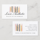 Blush roze en Roos Gold Waterverf Verf lijnen Visitekaartje (Voorkant / Achterkant)