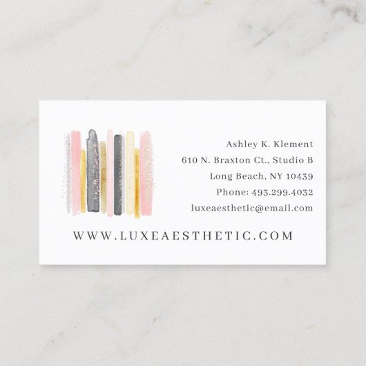 Blush roze en Roos Gold Waterverf Verf lijnen Visitekaartje (Achterkant)