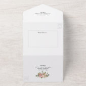 Blush Roze en Roos Goud Bloemen Baby shower Alles All In One Uitnodiging (Buitenkant)