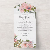 Blush Roze en Roos Goud Bloemen Baby shower Alles All In One Uitnodiging (Binnen)