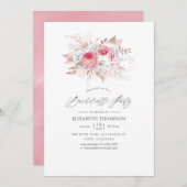 Blush Roze en Roos Goud Bloemen Bachelorette Party Kaart (Voorkant / Achterkant)