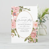 Blush Roze en Roos Goud Bloemen Bachelorette Party Kaart (Staand voorkant)