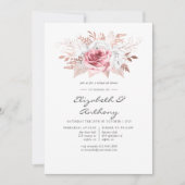 Blush Roze en Roos Goud Bloemen Repetitie Diner Kaart (Voorkant)