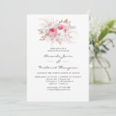 Blush Roze en Roos Goud Bloemen Repetitie Diner Kaart (Staand voorkant)