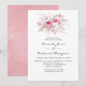 Blush Roze en Roos Goud Bloemen Repetitie Diner Kaart (Voorkant / Achterkant)