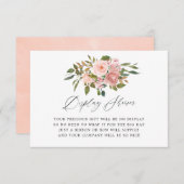 Blush Roze en Roos Gouden Bloemen Bruidsvertoning Informatiekaartje (Voorkant / Achterkant)