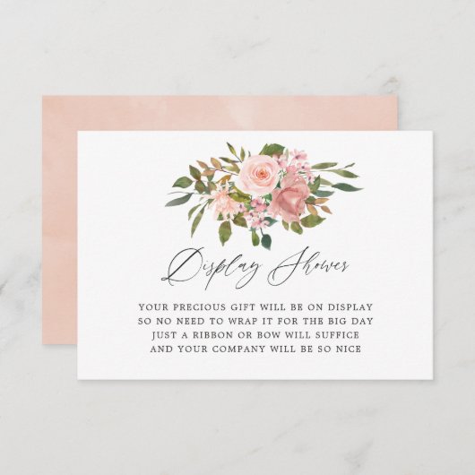 Blush Roze en Roos Gouden Bloemen Bruidsvertoning Informatiekaartje (Voorkant / Achterkant)