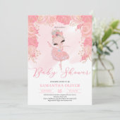 Blush roze en roos gouden bloementutu Baby shower Kaart (Staand voorkant)