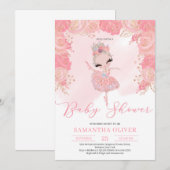 Blush roze en roos gouden bloementutu Baby shower Kaart (Voorkant / Achterkant)