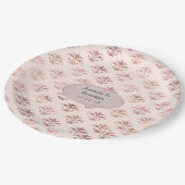 Blush Roze en Roos Gouden Damast Folie Bruiloft Papieren Bordje (Gekanteld)