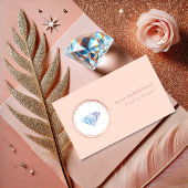 Blush Roze en Roos Gouden Diamant Bruiloft Planner Visitekaartje