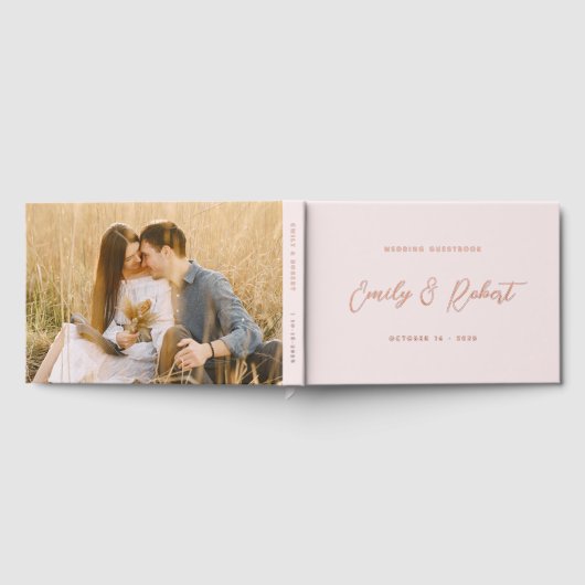 Blush roze en Roos gouden foto bruiloft Gastenboek (Volledig)