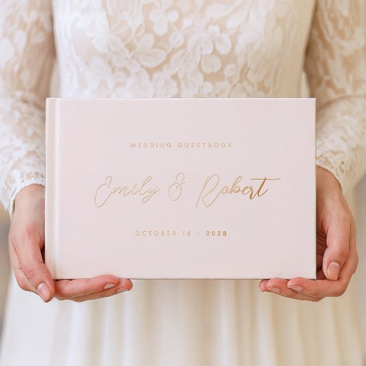 Blush roze en Roos gouden foto bruiloft Gastenboek