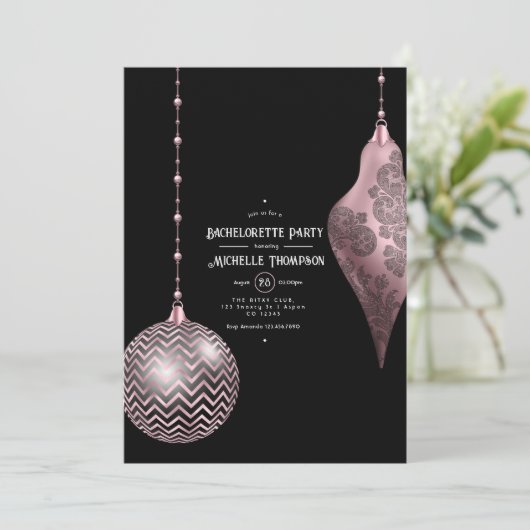 Blush roze en Roos gouden kerstvrijgezel Kaart (Staand voorkant)