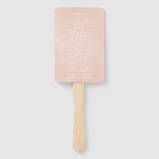 Blush Roze en Roos Gouden Rozen Trouwprogramma Handwaaier (Achterkant)