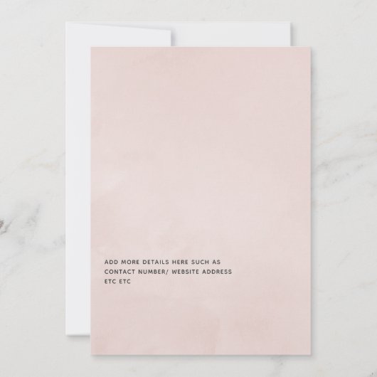 Blush Roze en Roze Gouden Bloemisterij Gereduceerd Aankondiging (Achterkant)