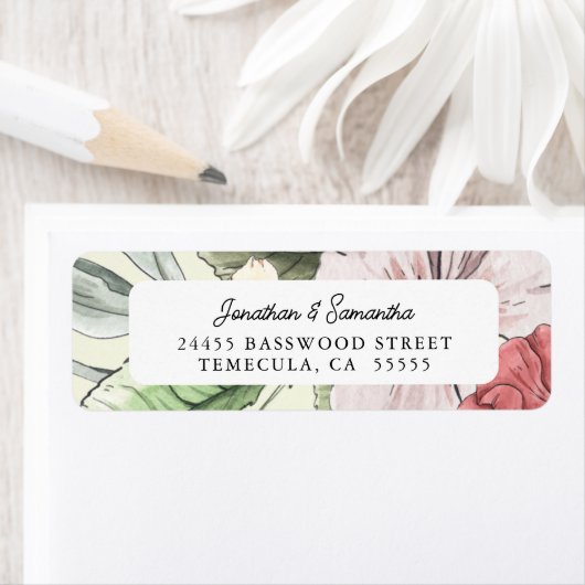 Blush Roze en Sage Herfst Bloemen Etiket (Insitu)