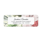 Blush Roze en Sage Herfst Bloemen Etiket (Voorkant)