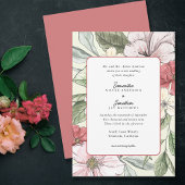 Blush Roze en Sage Herfst Bloemenbruiloft Kaart