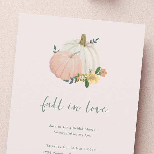 Blush Roze en Sage Herfst Pompoen Vrijgezellenfees Kaart
