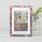 Blush roze en Silver 2 Photo Glam Afstuderen Aankondiging (Staand voorkant)