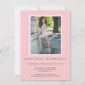 Blush roze en Silver 2 Photo Glam Afstuderen Aankondiging (Achterkant)