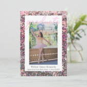 Blush roze en Silver 2 Photo Glam Afstuderen Anno Aankondiging (Staand voorkant)