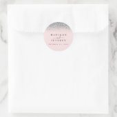 Blush roze en Silver Glitter Weddenschap Ronde Sticker (Tas)